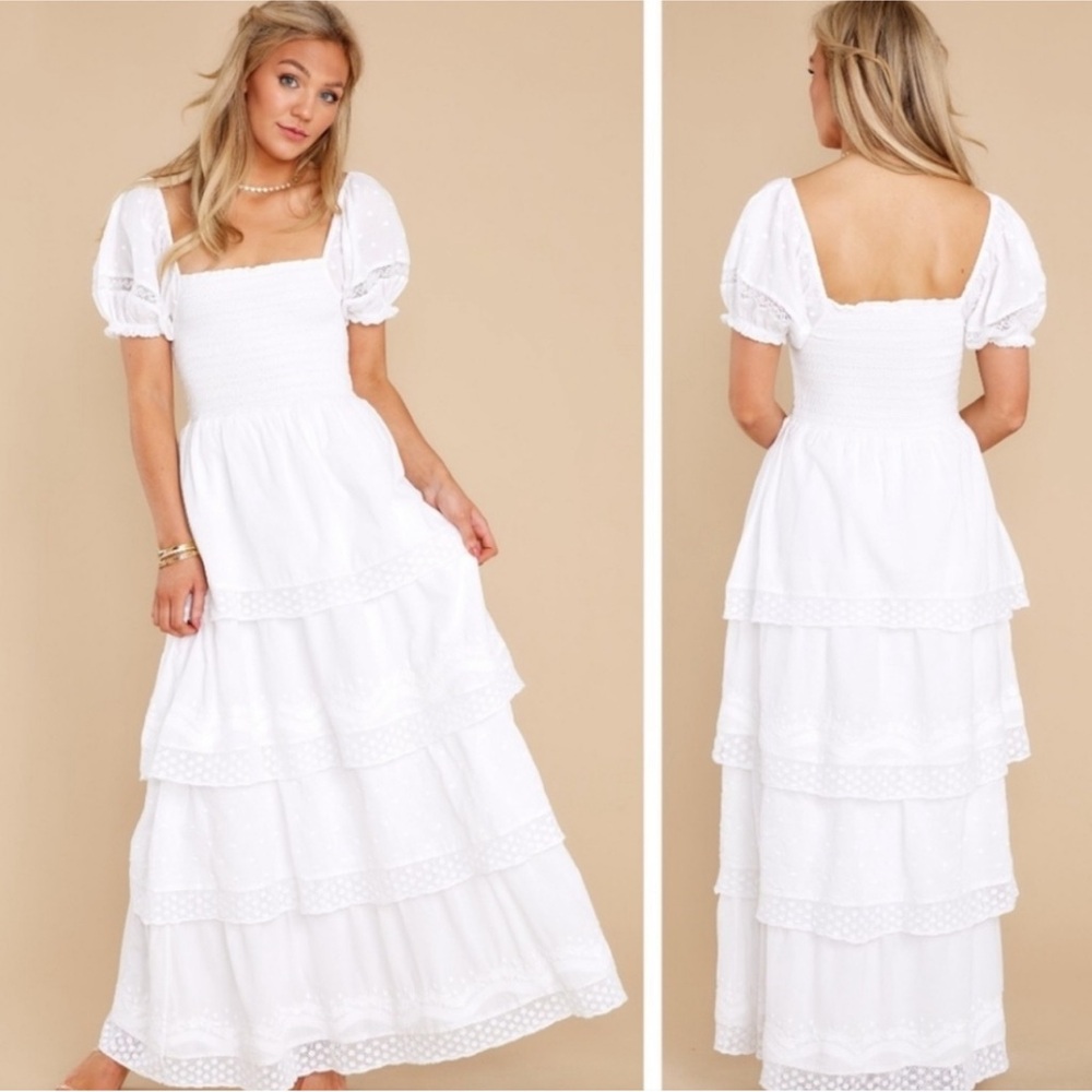 LoveShackFancy White Cappella Tiered Maxi Dress